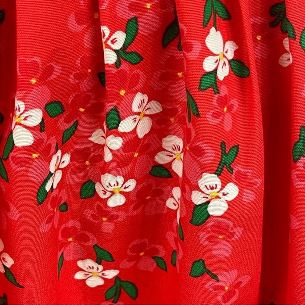 Vintage Malia Honolulu Cotton Floral Skirt *00 Orange/Red - Picture 2 of 9